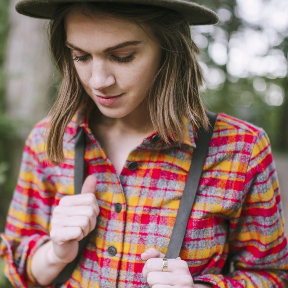 Tradlands Boulder flannel, red orange grey, XS EUC